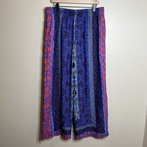 soft surroundings Pull On Pants Vacation Resort Tropical Relaxed Wide L Colorful